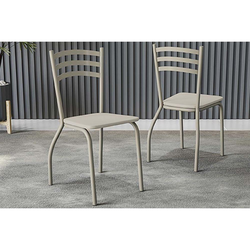 Cadeira De Cozinha Portugal 2c007nk Aço Kit 2 Uni Niquel Courano Bege - 1