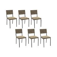 Cadeira De Cozinha Zaria 2c128 Kit 6 Un Preto Fosco Bege A036 Suede Suede - 1