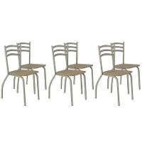 Cadeira De Cozinha Portugal 2c007nk Aço Kit 6 Uni Niquel Capuccino - 1