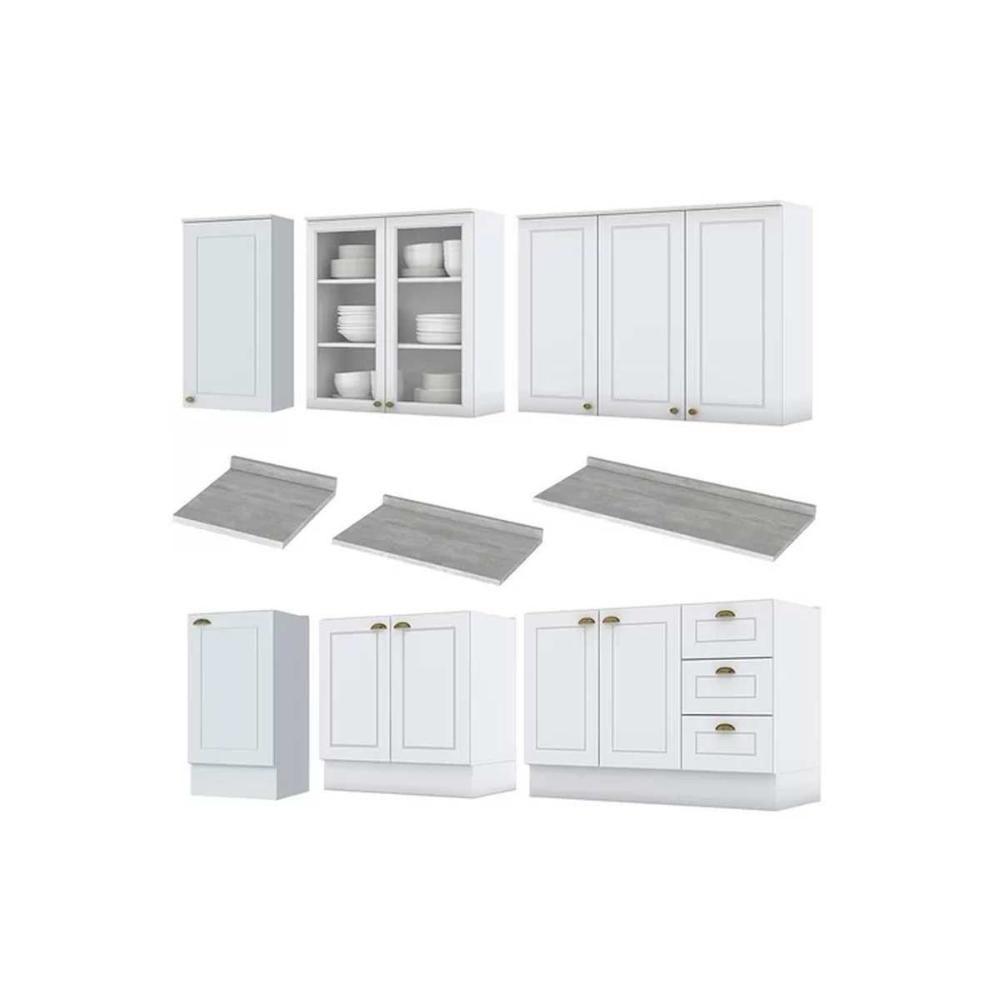 Cozinha Modulada Completa Americana 9 Peças 3 Aéreos + 3 Balcões +3complementos C5p37 Branco - 4