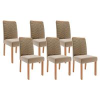 Kit 6 Cadeiras De Cozinha Clarice 6 Un Madeirado Suede Joli Capuccino Cimol - 1