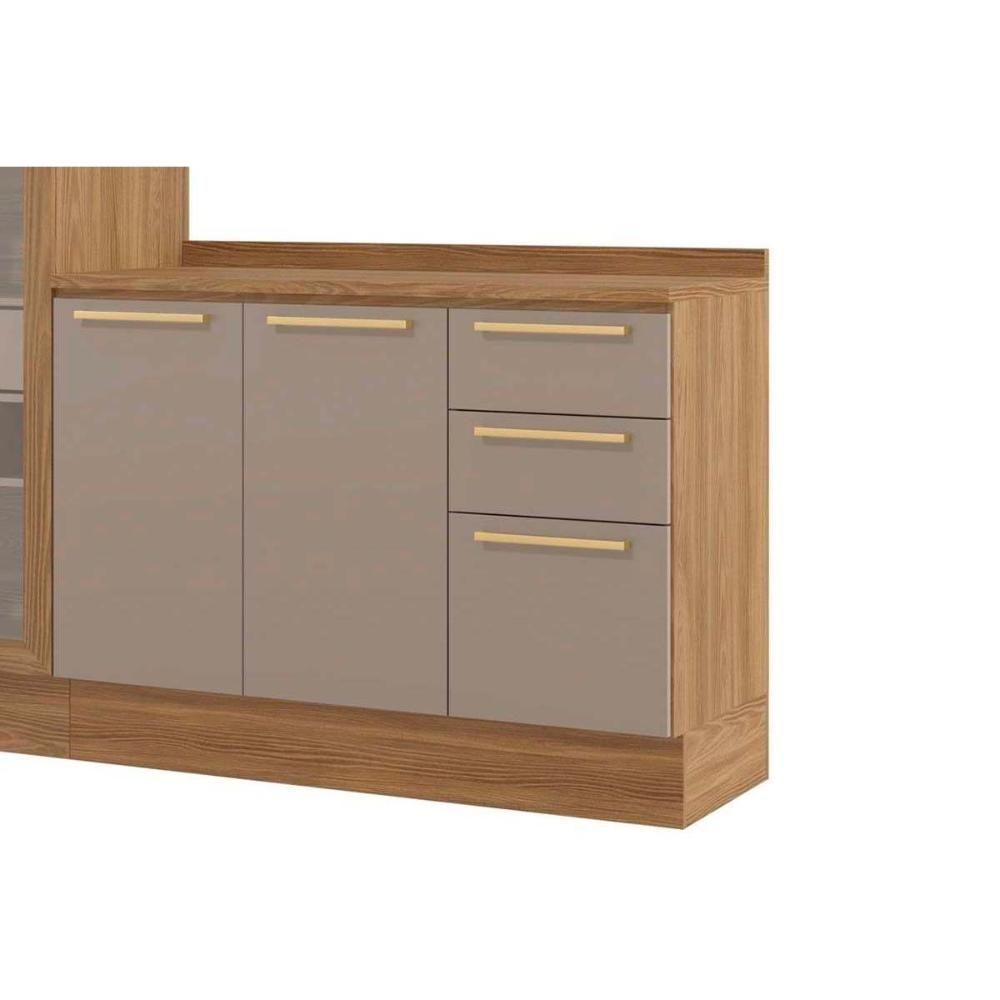 Cozinha Modulada Completa Botanic 4 Peças 1 Aéreo + Balcão + Cristaleira + 1 Complemento M656 Nogueira Fendi - 7