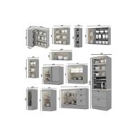Cozinha Modulada Completa Americana 16 Peças 6aéreos+5balcões+ 1 Paneleiro +4complementos C5p33 Cinza