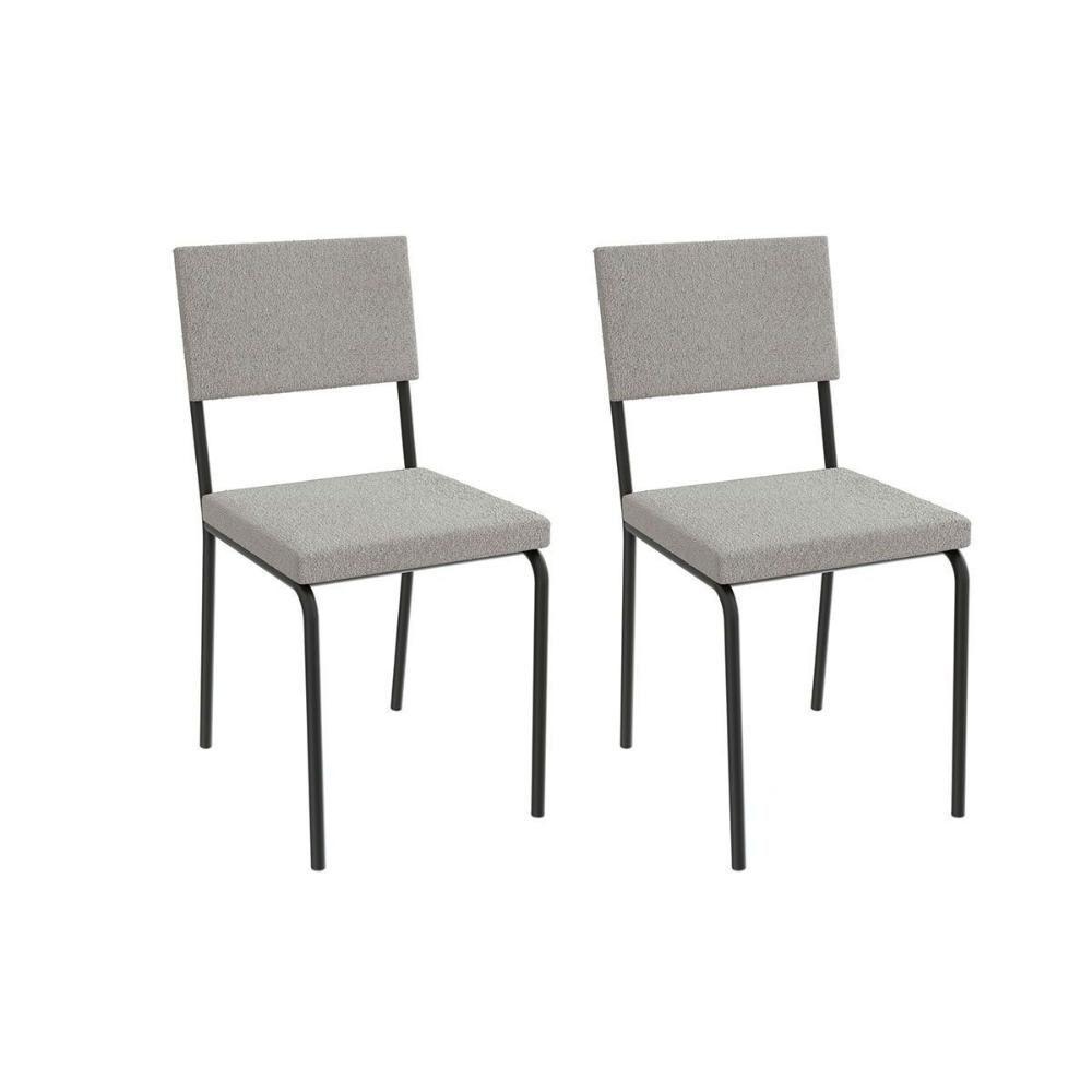 Cadeira De Cozinha Zaria 2c128 Aço Kit 2 Uni Preto Bouclê Cinza - 1