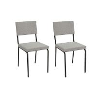 Cadeira De Cozinha Zaria 2c128 Aço Kit 2 Uni Preto Bouclê Cinza - 1