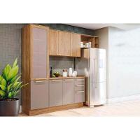 Cozinha Modulada Completa Botanic 5 Peças 2 Aéreos + 1 Balcão + 1 Paneleiro + 1 Complemento M654 Nogueira Fendi - 1