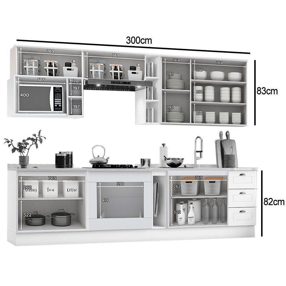 Cozinha Modulada Completa Americana 13 Peças 5aéreos+4balcões+4complementos C5p41 Branco - 5