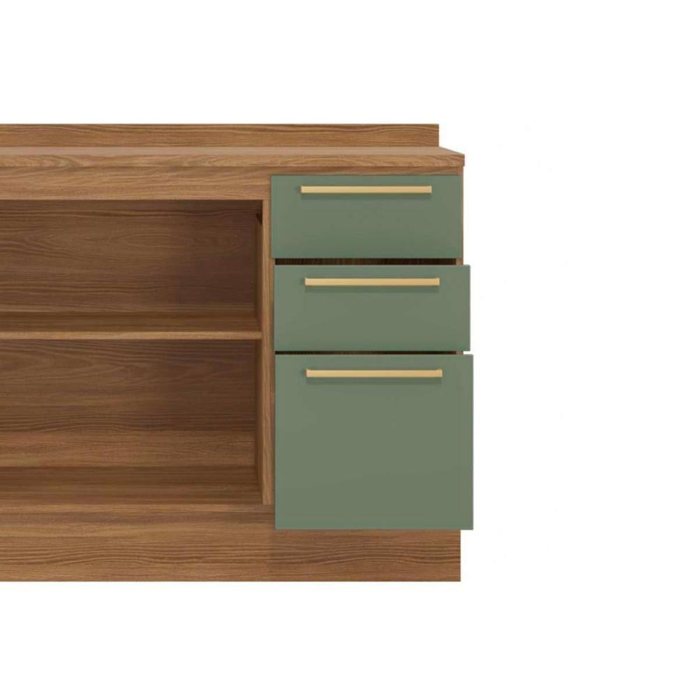 Cozinha Modulada Completa Botanic 5 Peças 3 Aéreos + 1 Balcão + 1 Complemento M662 Nogueira Verde Oliva - 3