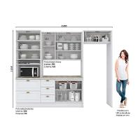 Cozinha Modulada Completa Americana 7 Peças 2 Aéreos + 1 Balcão + 1 Paneleiro+3complementos C5p64 Branco - 3