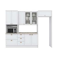 Cozinha Modulada Completa Americana 7 Peças 2 Aéreos + 1 Balcão + 1 Paneleiro+3complementos C5p64 Branco - 5