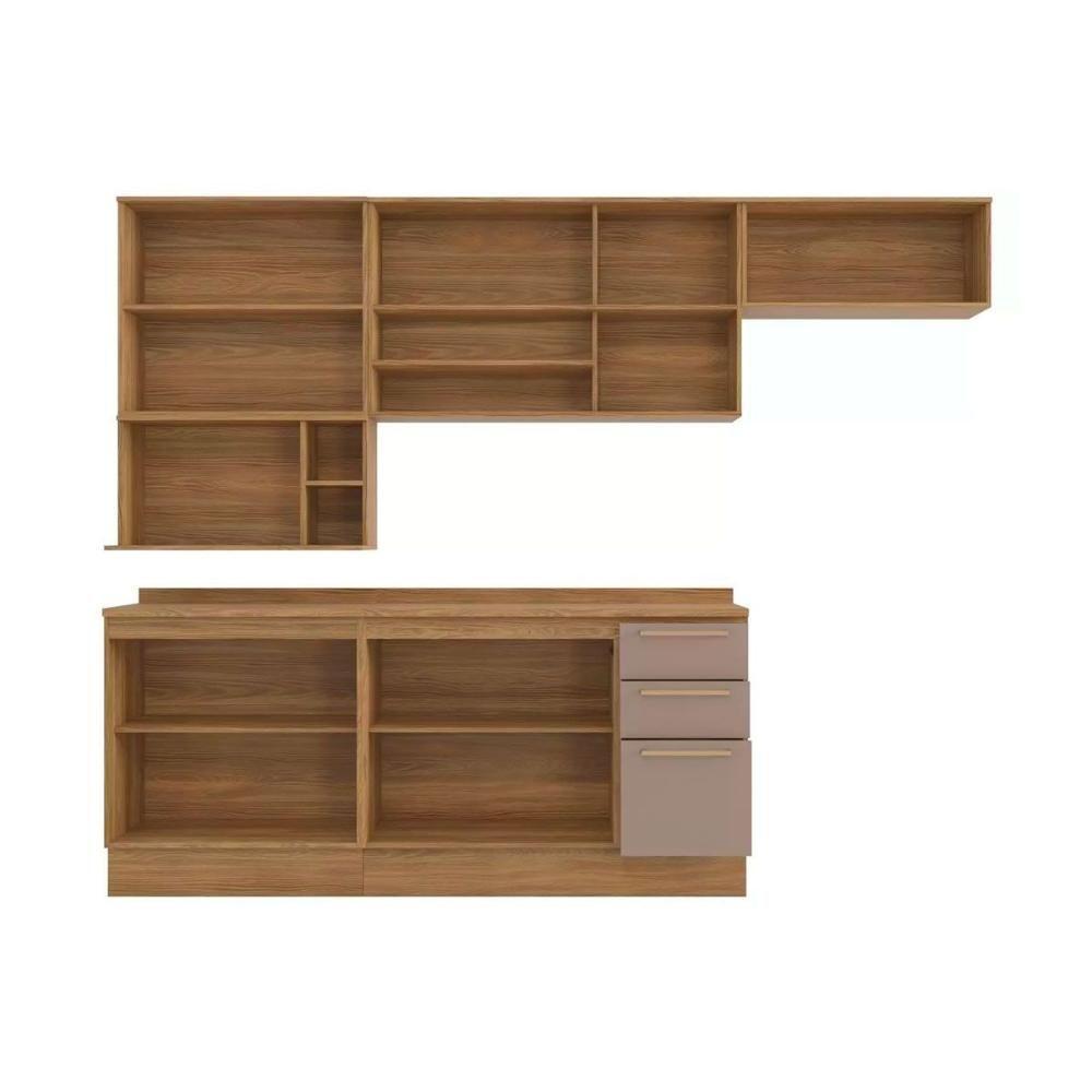 Cozinha Modulada Completa Botanic 8 Peças 4 Aéreos + 2 Balcões+ 2 Complementos M665 Nogueira Verde Oliva - 5