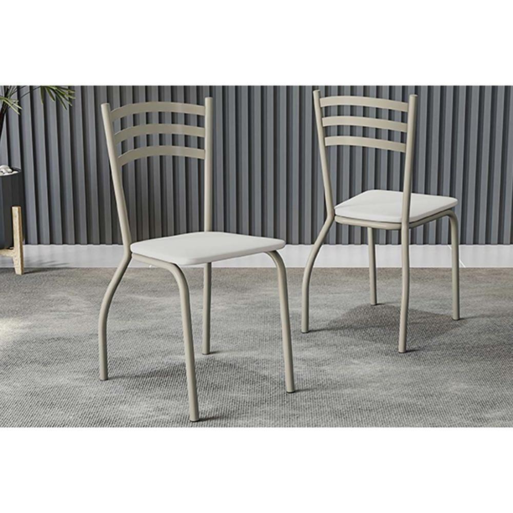 Cadeira De Cozinha Portugal 2c007nk Aço Kit 2 Uni Niquel Courano Branco - 1