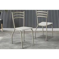 Cadeira De Cozinha Portugal 2c007nk Aço Kit 2 Uni Niquel Courano Branco - 1