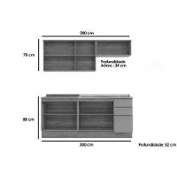 Cozinha Modulada Completa Botanic 5 Peças 2 Aéreos + 2 Balcões + 1 Complemento Sem Pia M665 Nogueira Verde Oliva