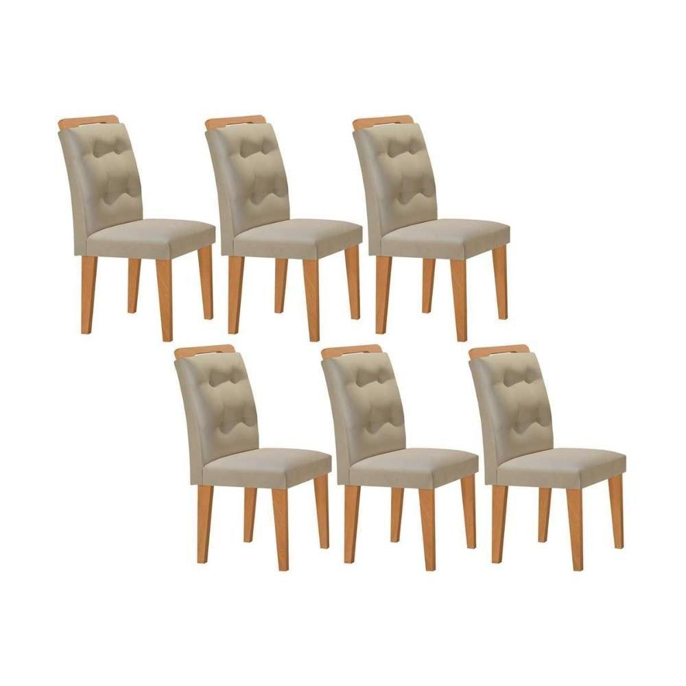 Cadeira De Cozinha Imperatriz Kit 6 Un Capuccino Suede Creme Rufato - 1