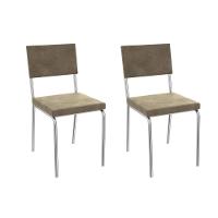 Cadeira De Cozinha Zaria 2c128 Aço Kit 2 Uni Cromado Suede Bege - 1
