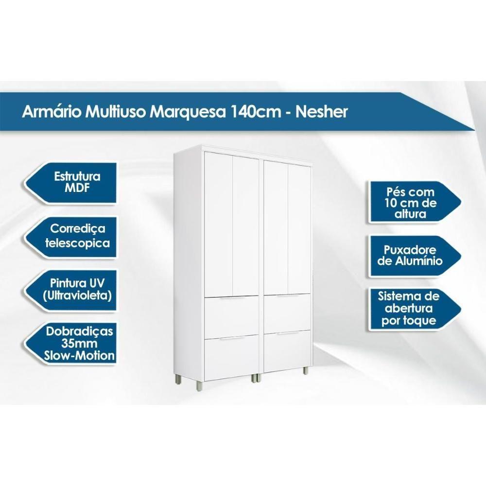 Paneleiro De Cozinha Modulado Marquesa Com 4 Portas E 4 Gavetas 140cm Nature Verde - 2