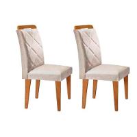 Cadeira De Cozinha Melissa Kit 2 Un Madeira Capuccino Suede Creme Rufato - 1