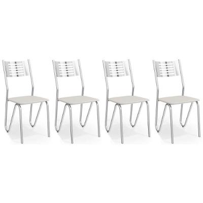 Cadeira De Cozinha Nápoles 2c045 Kit 4 Un Cromada Branco 106