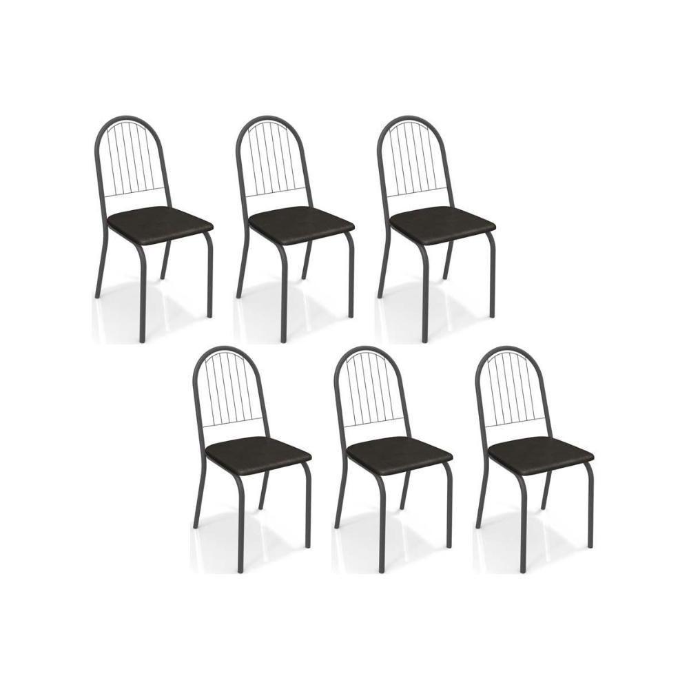 Cadeira De Cozinha Noruega C077 Kit 6 Un Preto Fosco Courano Preto 110 - 1