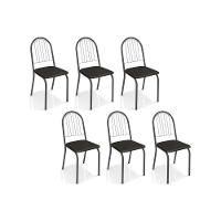 Cadeira De Cozinha Noruega C077 Kit 6 Un Preto Fosco Courano Preto 110 - 1