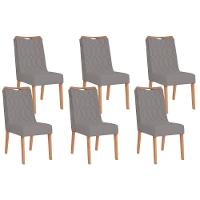 Cadeira De Cozinha Bia Kit 6 Un Cedro Suede Lunar - 1