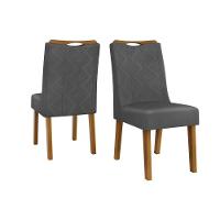 Cadeira De Cozinha Stela Kit 2 Un Ipê Suede Lunar Grafite - 1