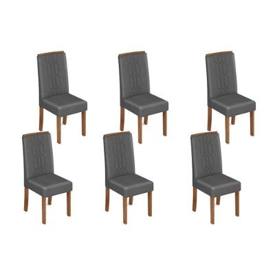 Cadeira De Cozinha Zoe Kit 6 Un Freijó Suede Lunar