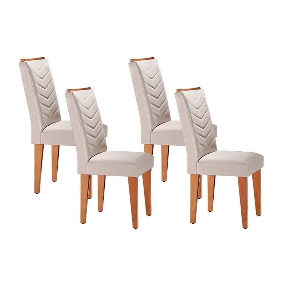 Cadeira De Cozinha Londrina Kit 4 Un Capuccino Suede Creme Rufato - 1