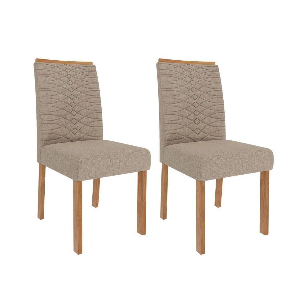 Cadeira De Cozinha Clarice Wood Kit 2 Un Madeirado Linho Bege Cimol - 1