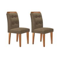 Kit 2 Cadeiras De Cozinha Imperatriz 2 Un Madeira Capuccino Suede Capuccino Rufato - 1