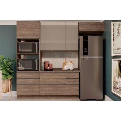 Cozinha Modulada Completa Maxxi 5 Peças 2 Aéreos + 1 Balcão + 1 Torre Quente + 1 Complemento C5p32 Nogal
