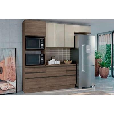 Cozinha Modulada Completa Maxxi 5 Peças 2 Aéreos + 1 Balcão + 1 Paneleiro + 1 Complemento C5p30 Nogal