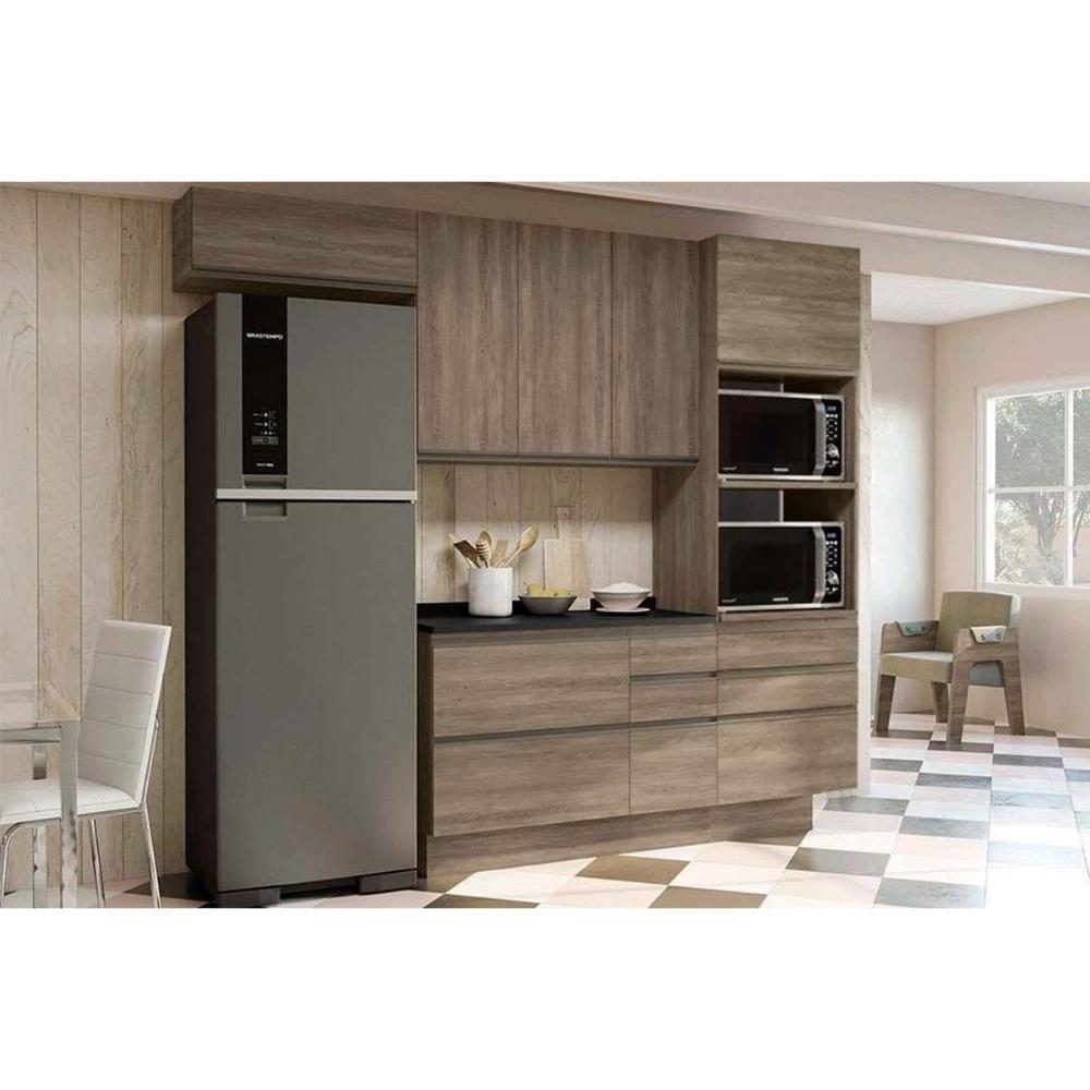 Cozinha Modulada Completa Maxxi 5 Peças 2 Aéreos + 1 Balcão + 1 Paneleiro + 1 Complemento C5p23 Nogal - 1