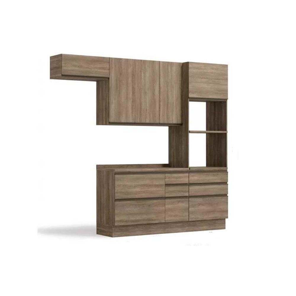 Cozinha Modulada Completa Maxxi 5 Peças 2 Aéreos + 1 Balcão + 1 Paneleiro + 1 Complemento C5p23 Nogal - 2