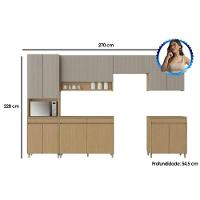 Cozinha Modulada Completa Simone Mendes 6 Peças 3 Aéreos + 2 Balcões + 1 Paneleiro C6p90 Carvalho Cinza - 3