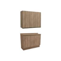 Cozinha Modulada Completa Maxxi 3 Peças 1 Aéreo + 1 Balcão + Complemento C3p10 Nogal - 1