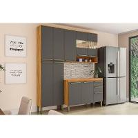 Cozinha Modulada Completa Nápoli Prime 3 Peças 1 Aéreo + Balcão + 1 Paneleiro C3p02 Amendoa Grafite Ronipa - 1
