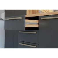 Cozinha Modulada Completa Nápoli Prime 3 Peças 1 Aéreo + Balcão + 1 Paneleiro C3p02 Amendoa Grafite Ronipa