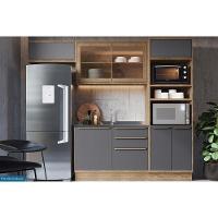 Cozinha Modulada Completa Versalis 4 Peças 2 Aéreos + 1 Balcão + 1 Torre Quente C4p189 Freijó Grafite Herval - 1