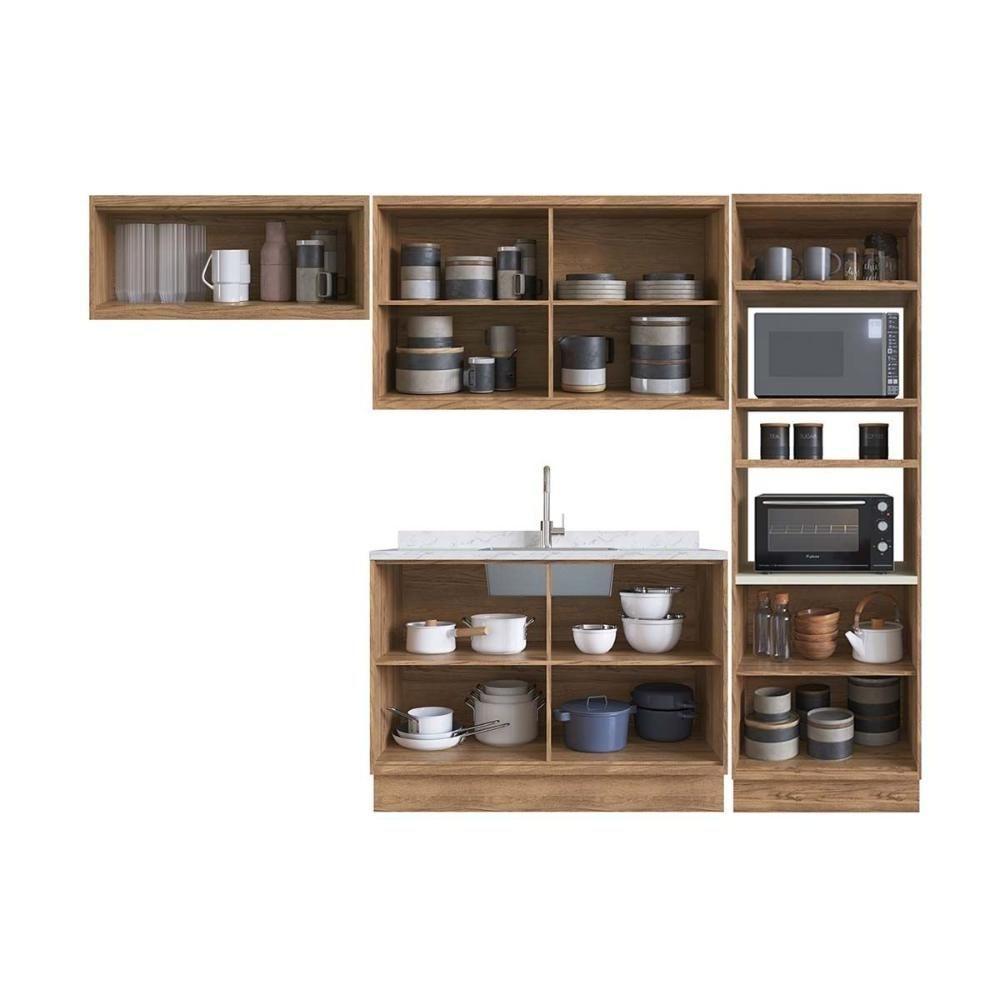 Cozinha Modulada Completa Versalis 4 Peças 2 Aéreos + 1 Balcão + 1 Torre Quente C4p189 Freijó Cinza Argila Herval - 5