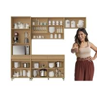 Cozinha Modulada Completa Simone Mendes 4 Peças 2 Aéreos + 1 Balcão + 1 Paneleiro C4p161 Carvalho Cinza - 8