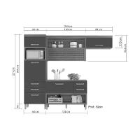 Cozinha Modulada Completa Princesa 3 Peças 1 Aéreo + Balcão + 1 Paneleiro C6p60 Freijó Off White - 5