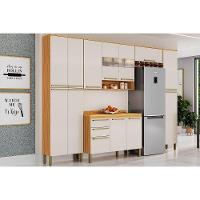 Cozinha Modulada Completa Nápoli Prime 5 Peças 2 Aéreos + 1 Balcão+ 2 Paneleiros C5p04 Amendoa Off White Ronipa - 1