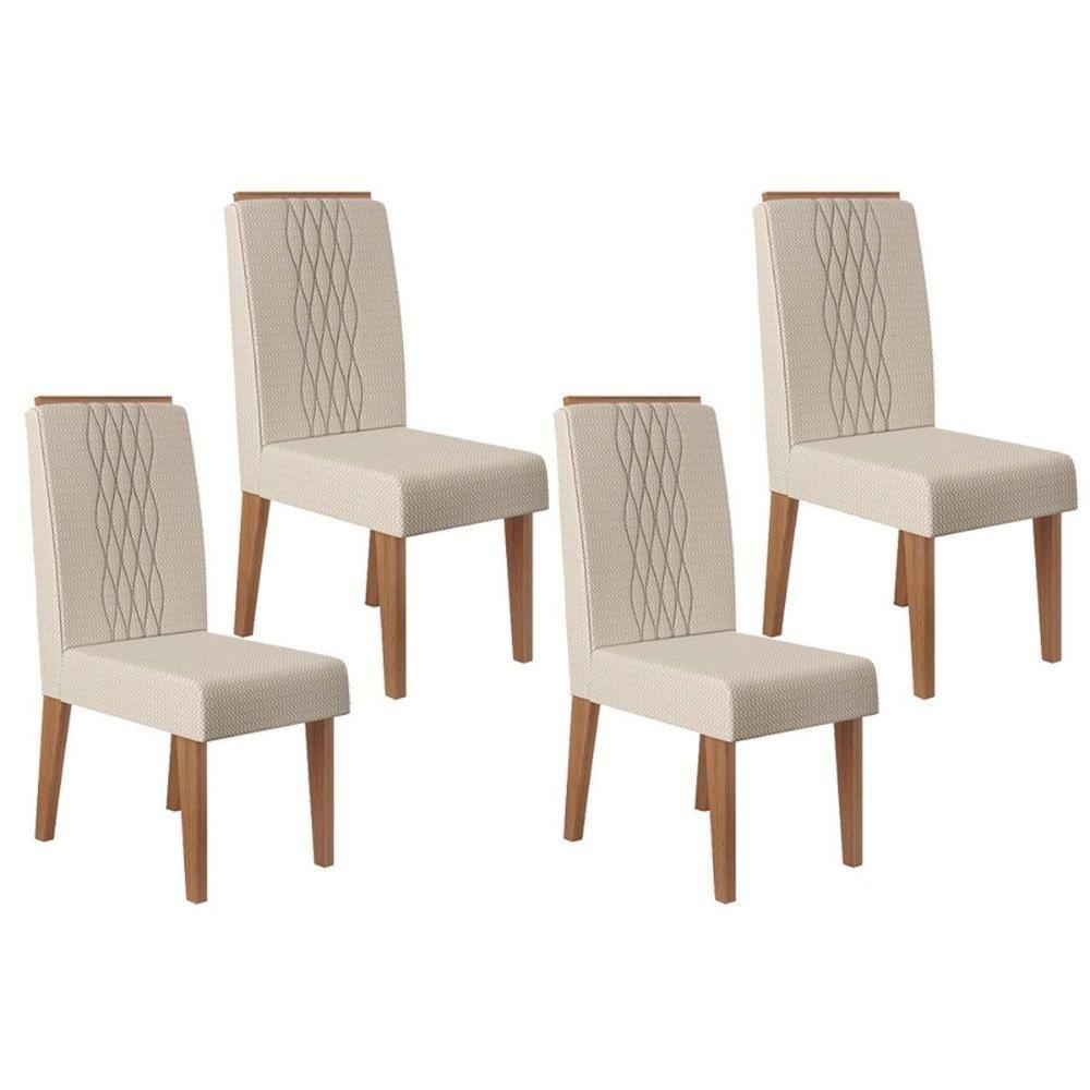 Cadeira De Cozinha Lia Kit 4 Un Freijó Linho Neve - 1