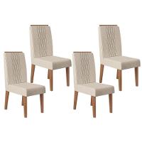 Cadeira De Cozinha Lia Kit 4 Un Freijó Linho Neve - 1