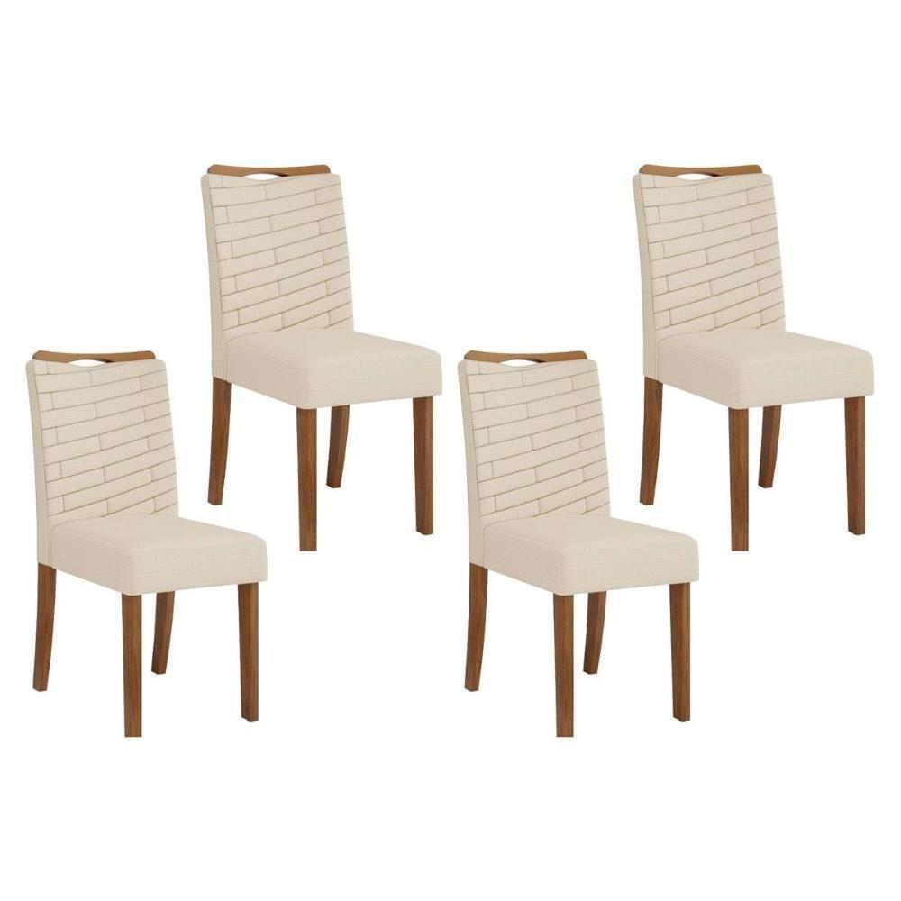 Cadeira De Cozinha Julia Kit 4 Un Freijó Linho Neve - 1