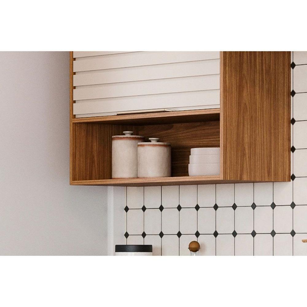 Cozinha Modulada Completa Esplêndida 7 Peças 4 Aéreos + 2 Balcões + 1 Torre Quente C7p183 Freijó Off White - 9