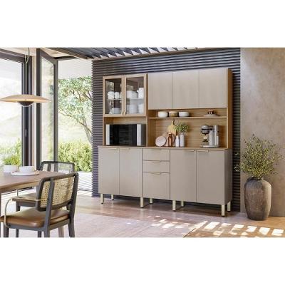 Cozinha Compacta Kit Amora 10 Portas 3 Prateleiras MDP 198.2cm Nude Demóbile