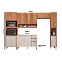Cozinha Modulada Completa Divina 5 Peças 2 Aéreos + 1 Balcão + 1 Paneleiro + 1 Torre Quente C5p185 Freijó Off White - 2